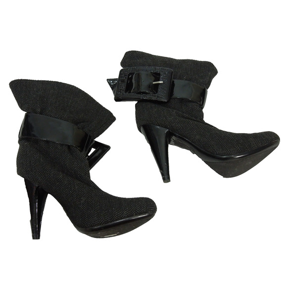 JESSICA SIMPSON Ankle Boots 5.5 B Js Makan Herringbone Fabric Fashion - Picture 1 of 9